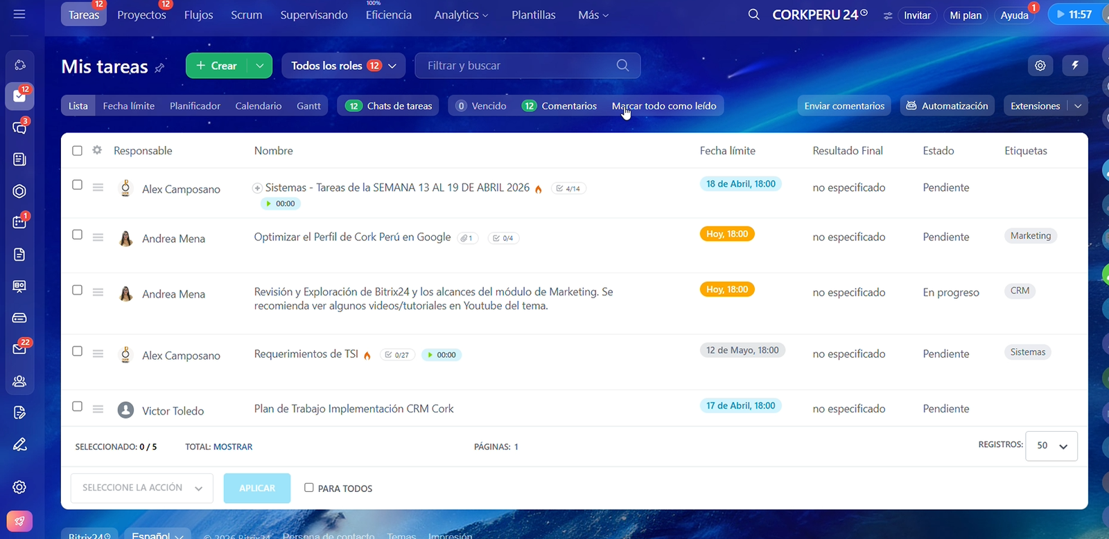 Bitrix24 – Tareas